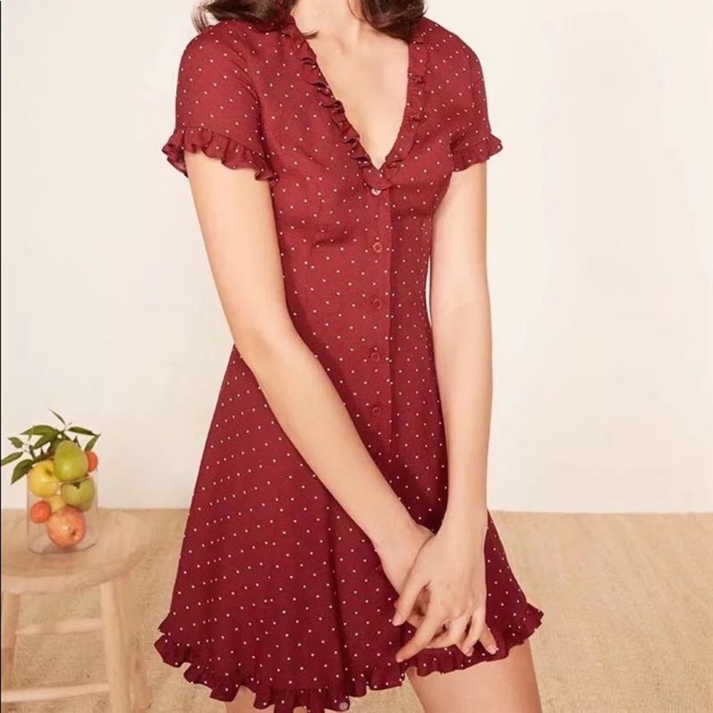 Reformation Polka Dot button up dress ♥️✨